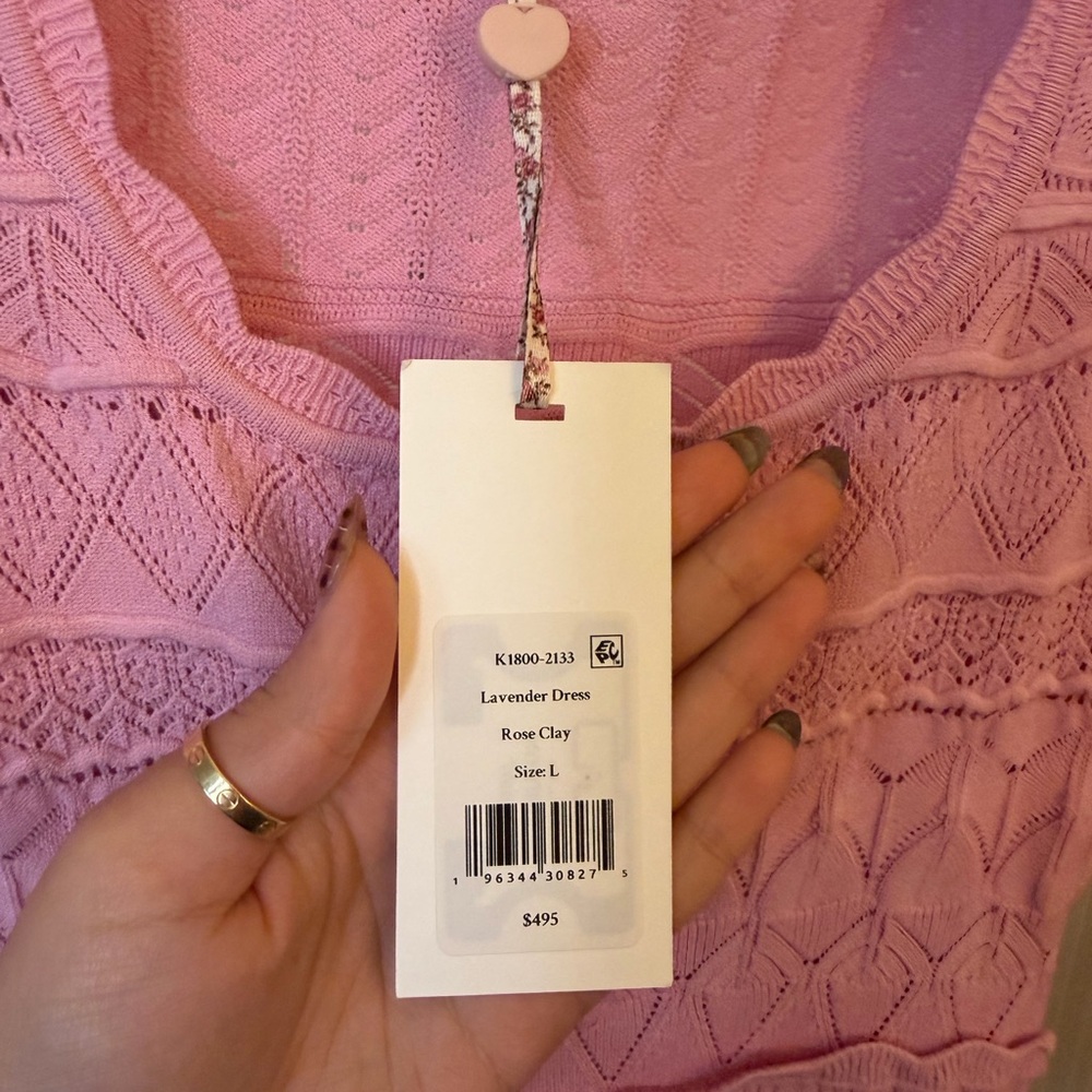 LoveShackFancy Pink Textured Knit Mini Dress - Picture 4 of 4
